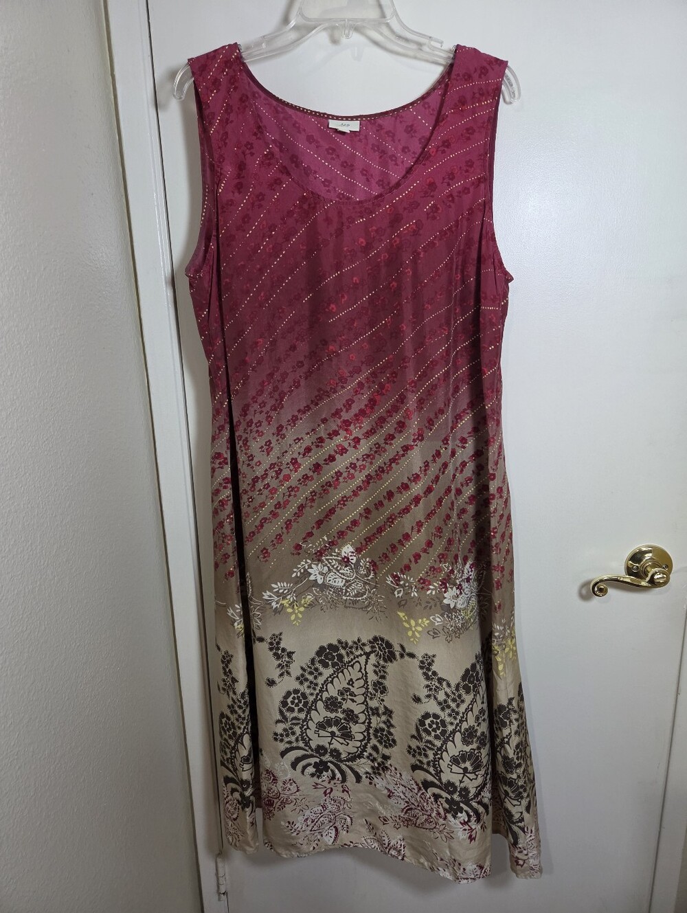 J.Jill Silk Floral Paisley Ombré Midi Shift Dress Sleeveless XL Capsule Romantic